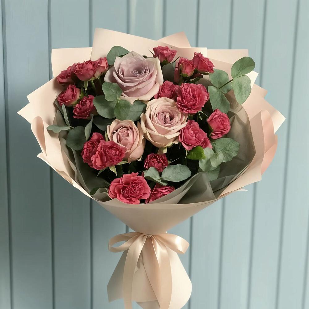 Букет цветов из: Гвоздики и Розы в Преградном