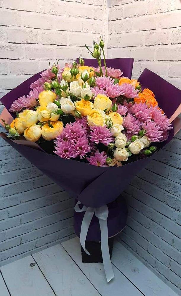Букет цветов из: Хризантемы и Розы в Преградном