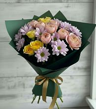 Букет цветов из:  Хризантемы и Розы в Преградном