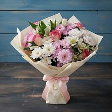 Букет цветов из:  Хризантемы, Альстромерии и Розы в Преградном