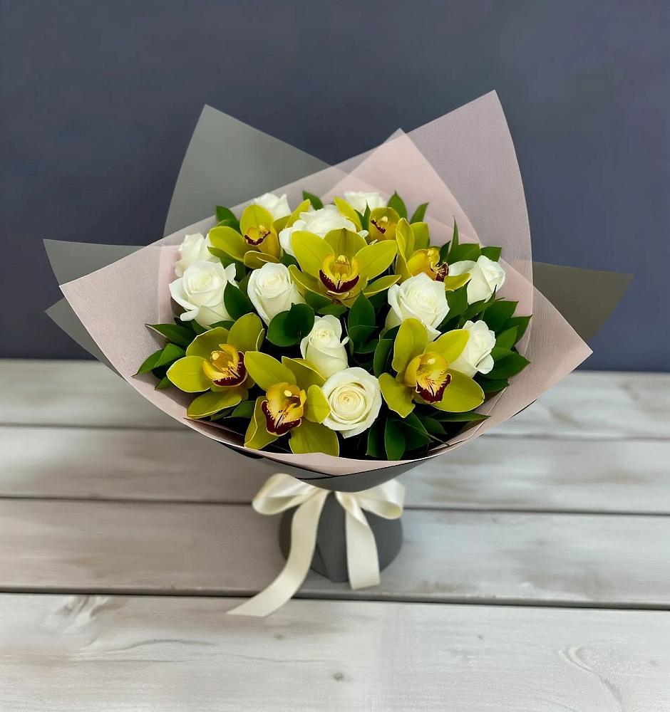 Букет цветов из: Орхидеи и Розы в Преградном