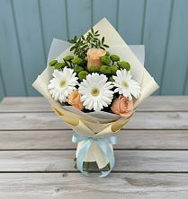 Букет цветов из:  Герберы, Розы и Хризантемы в Преградном